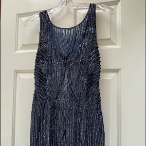 Adrianna Papell Blue Sequined Sleeveless Party Cocktail Dress, Size 10